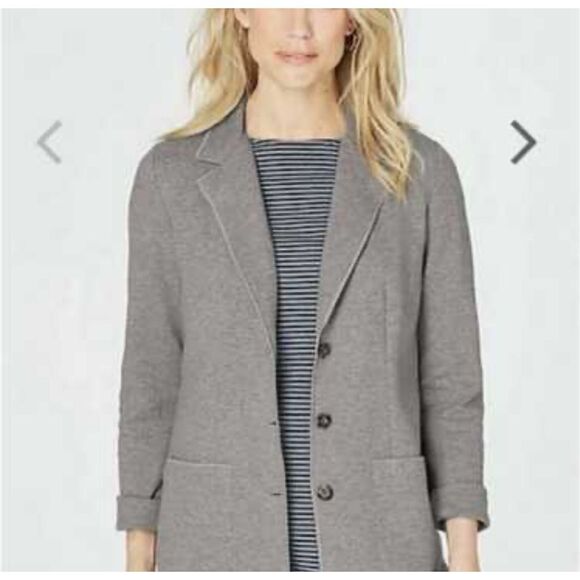 J. JILL relaxed heather grey blazer| medium - Picture 3 of 11